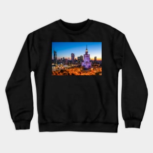 Warsaw city center at dusk Crewneck Sweatshirt